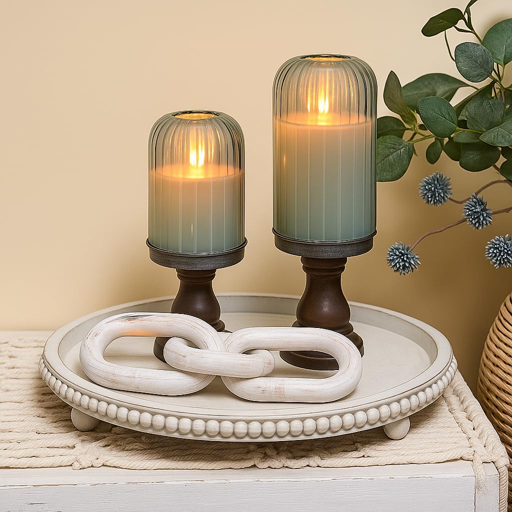 Green glass candles offer a wax-like feel with a glass exterior