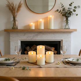 Lezonic rechargeable flameless candle 3in-5in complementing dining decor