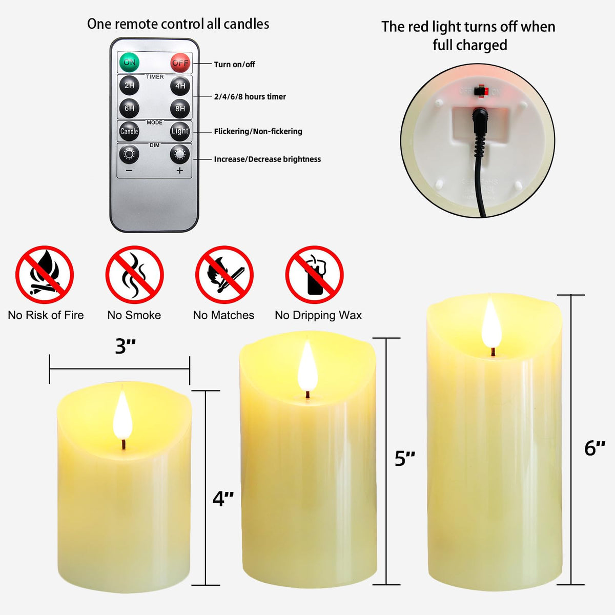 Lezonic USB charging cable included for rechargeable candles