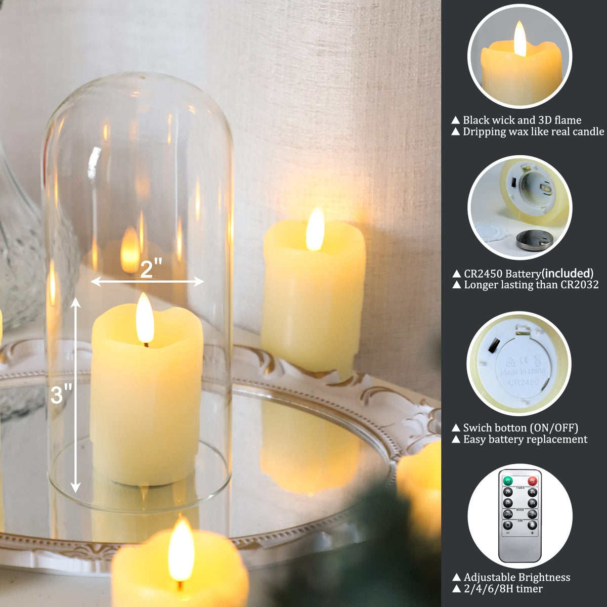 Lezonic votive candle battery compartment with long-lasting power.