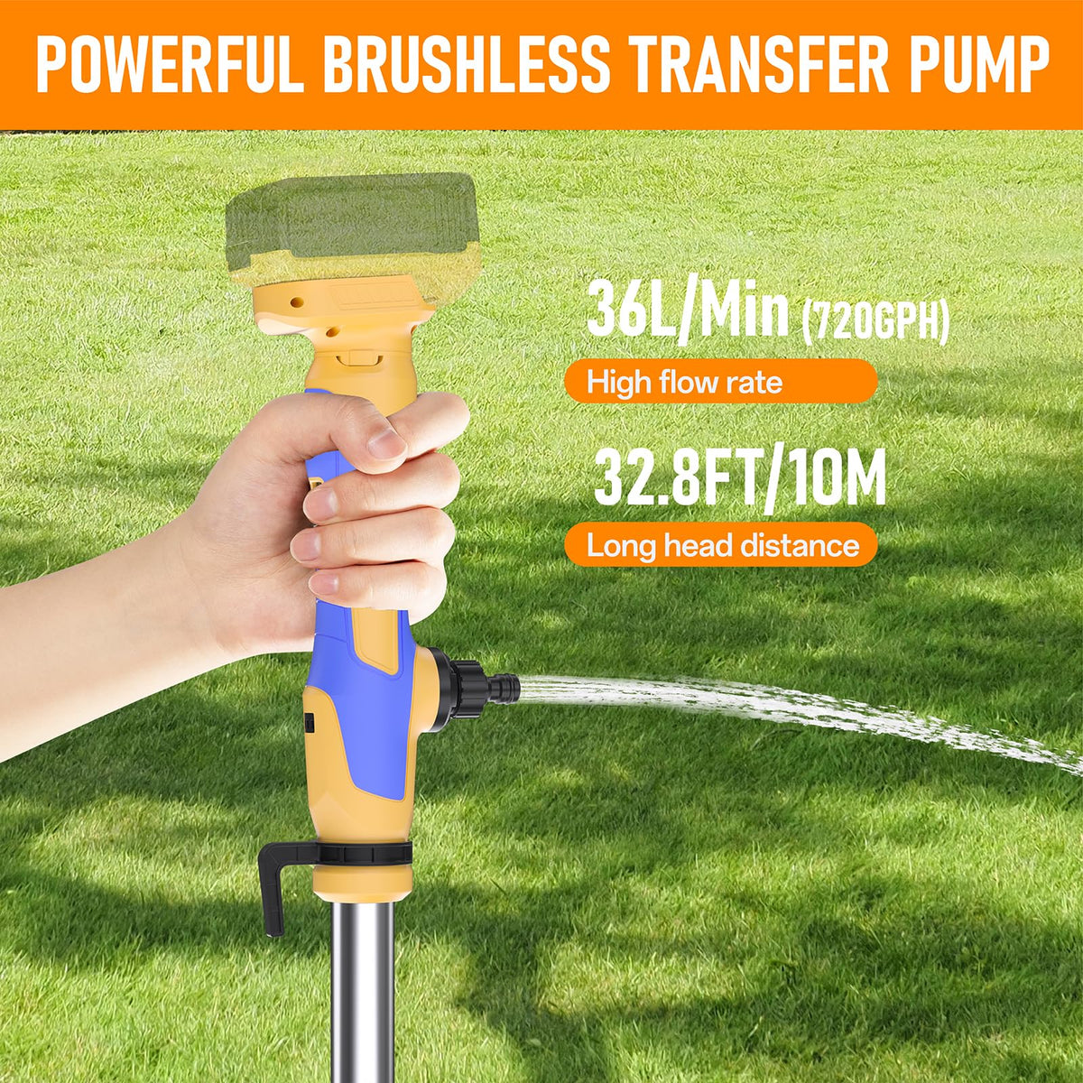 Lezwuatoolz brushless motor delivers strong flow for fast water transfer.