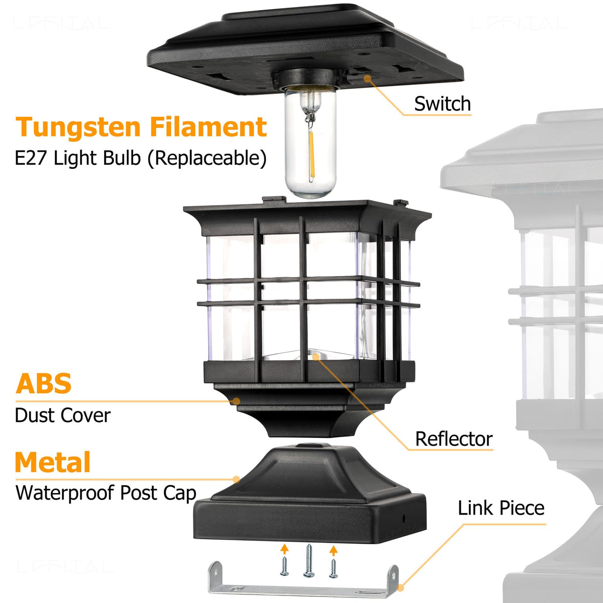 Easy, wiring-free installation on fences or railings.