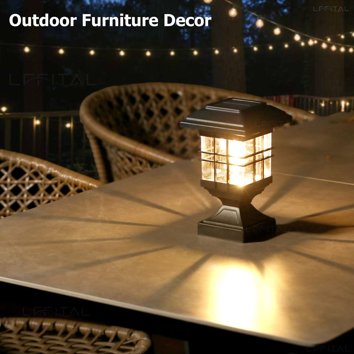 Lffital 6x6 post cap light adds cozy glow along walkways.