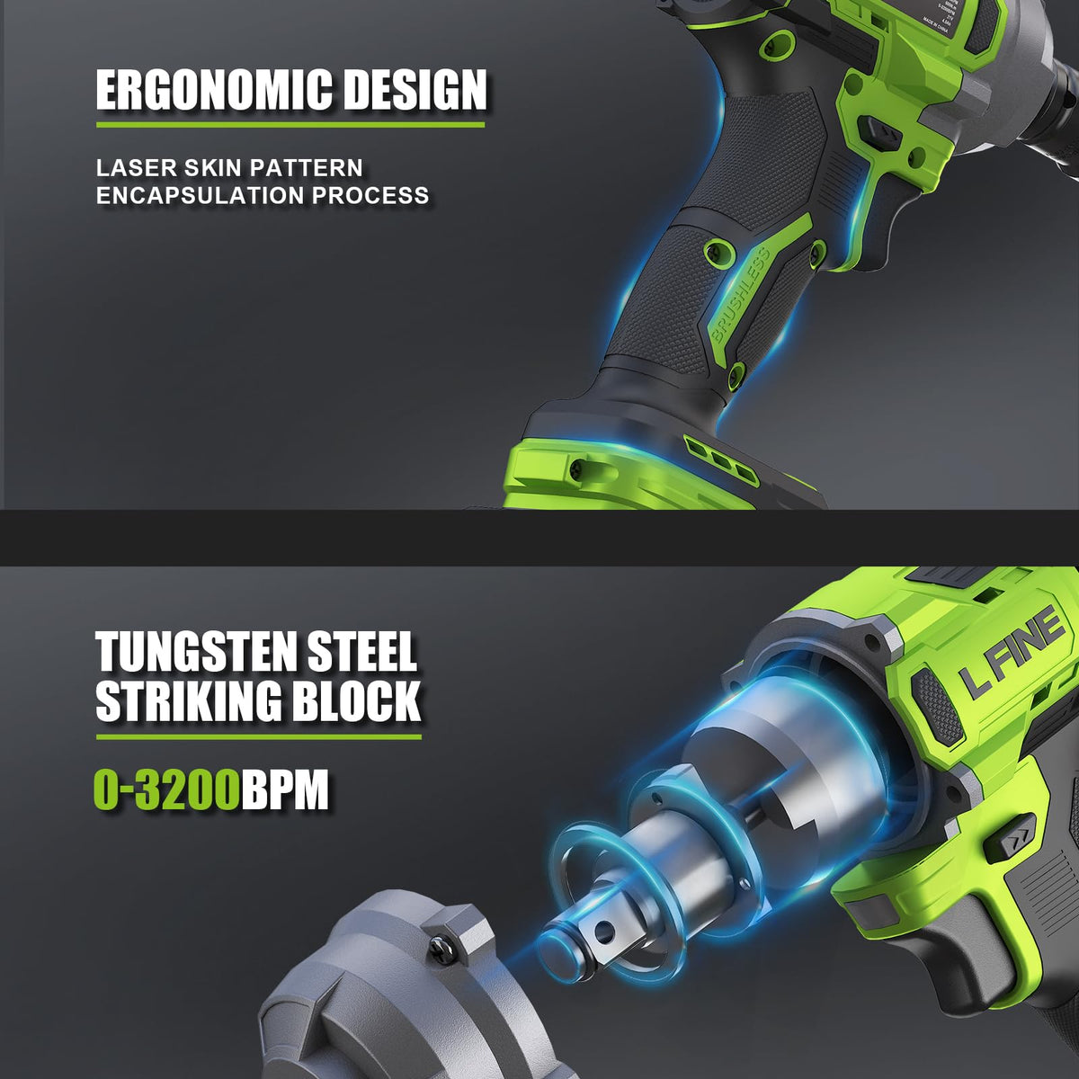 L FINE brushless motor delivering smooth high-speed performance.