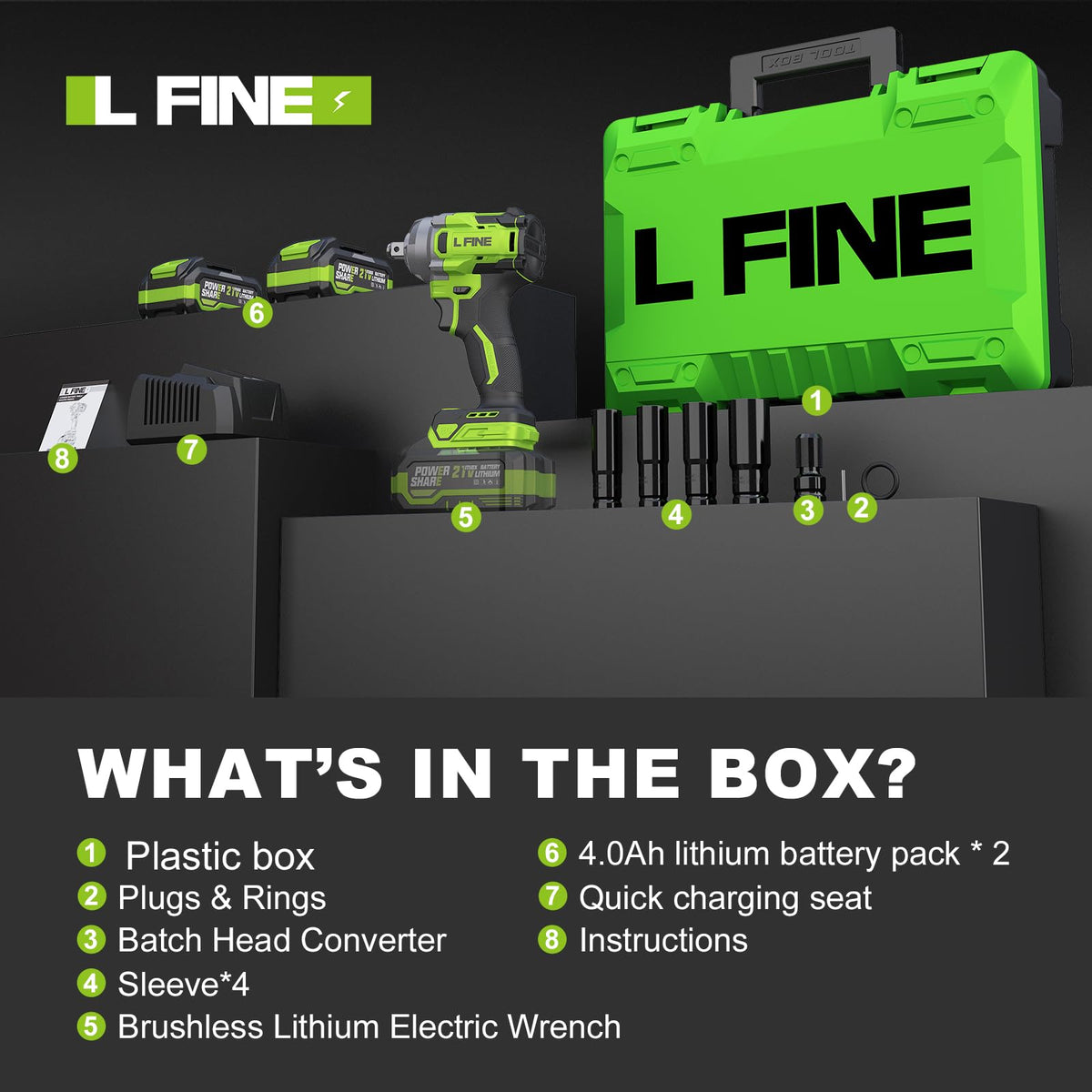 L FINE built-in LED light illuminates work in dim conditions.