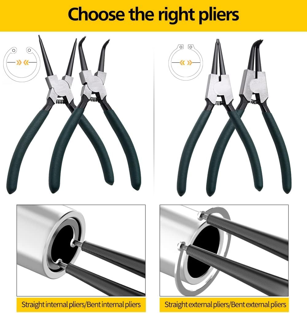 LFSEMINI 7-inch 90-degree external snap ring plier ideal for angles