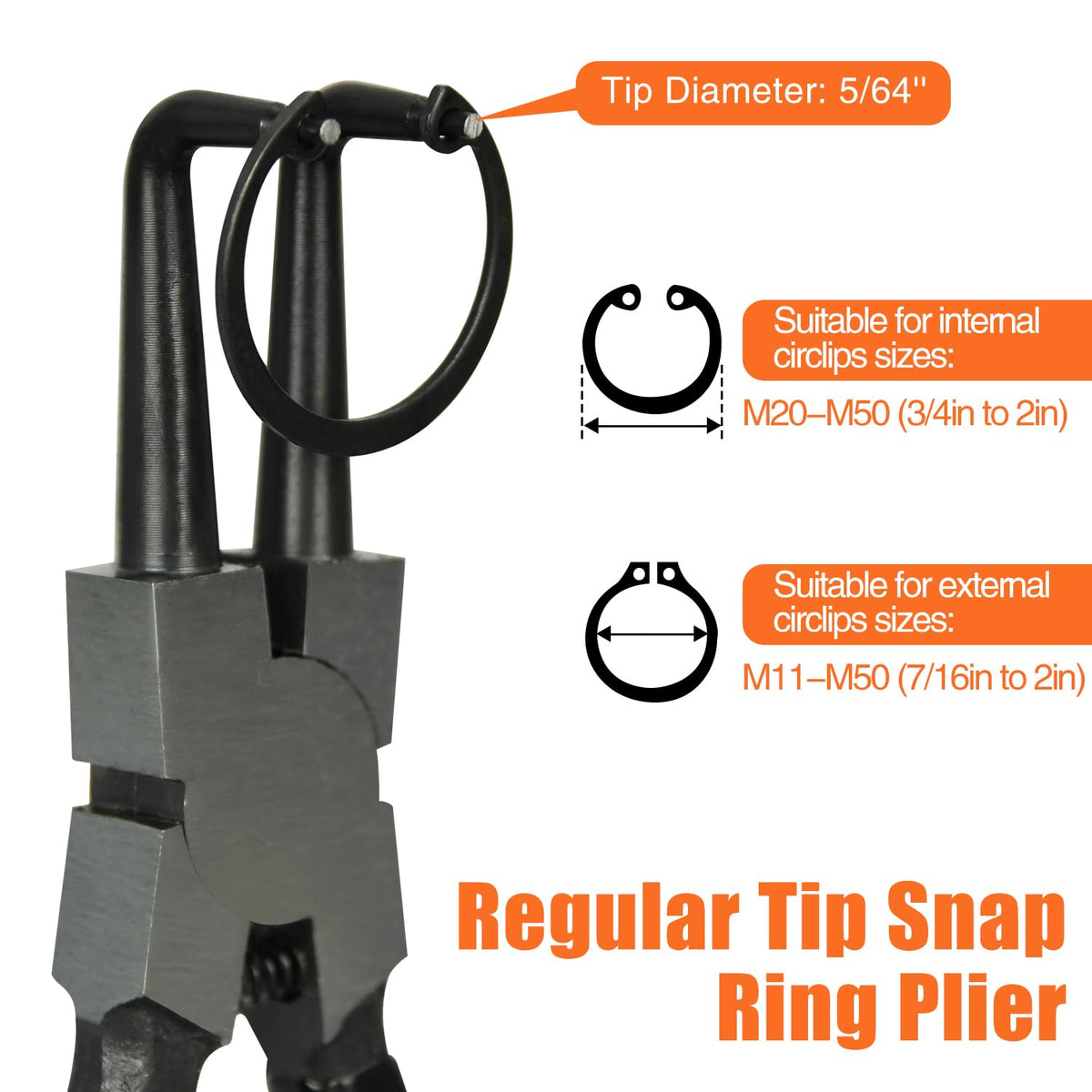 LFSEMINI 7-inch 90-degree internal snap ring plier reaches tight spaces