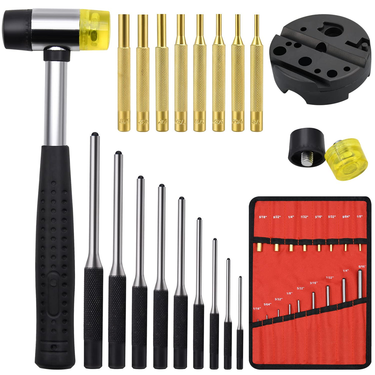 LFSEMINI steel pin punches arranged for precise metal work