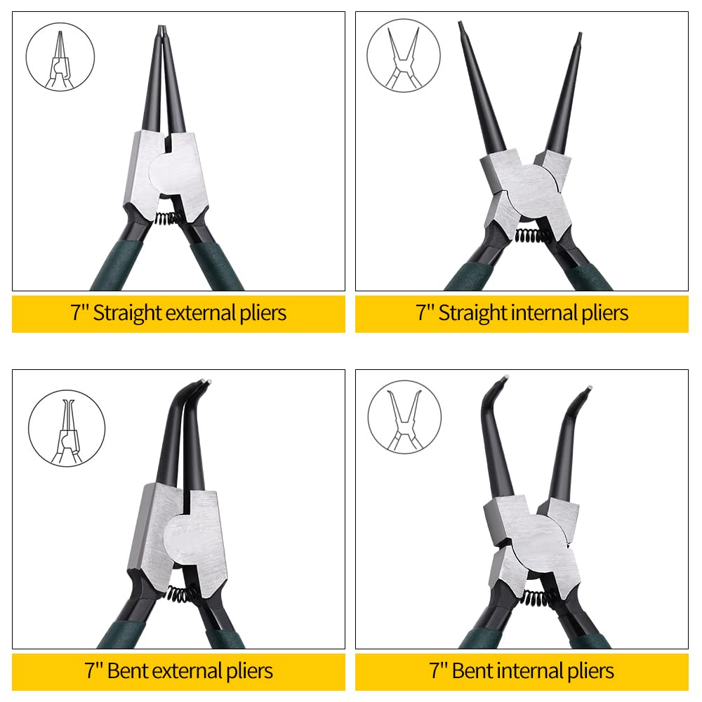 LFSEMINI 90-degree external snap ring pliers access hard-to-reach clips.