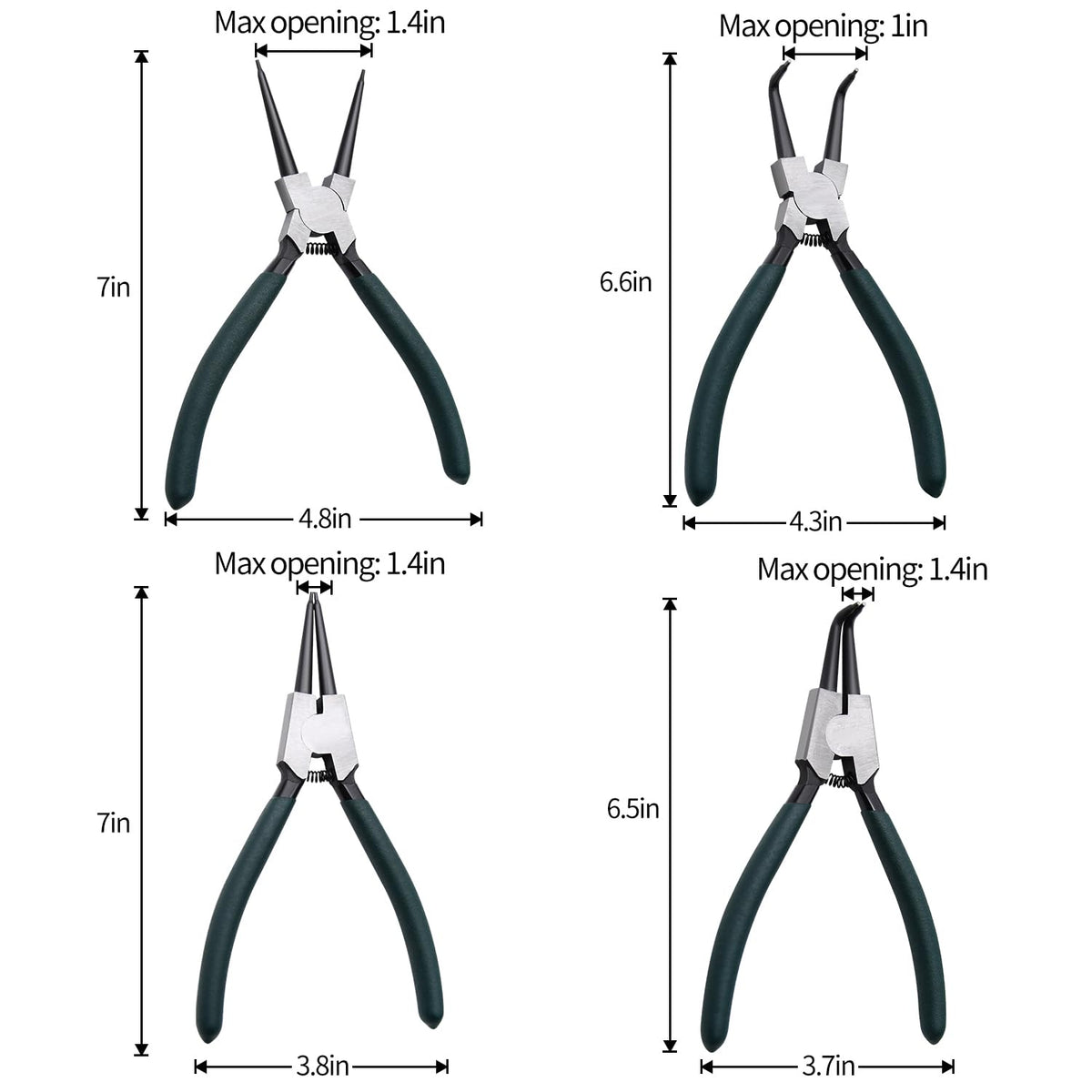 LFSEMINI snap ring pliers kit showing four-piece set.