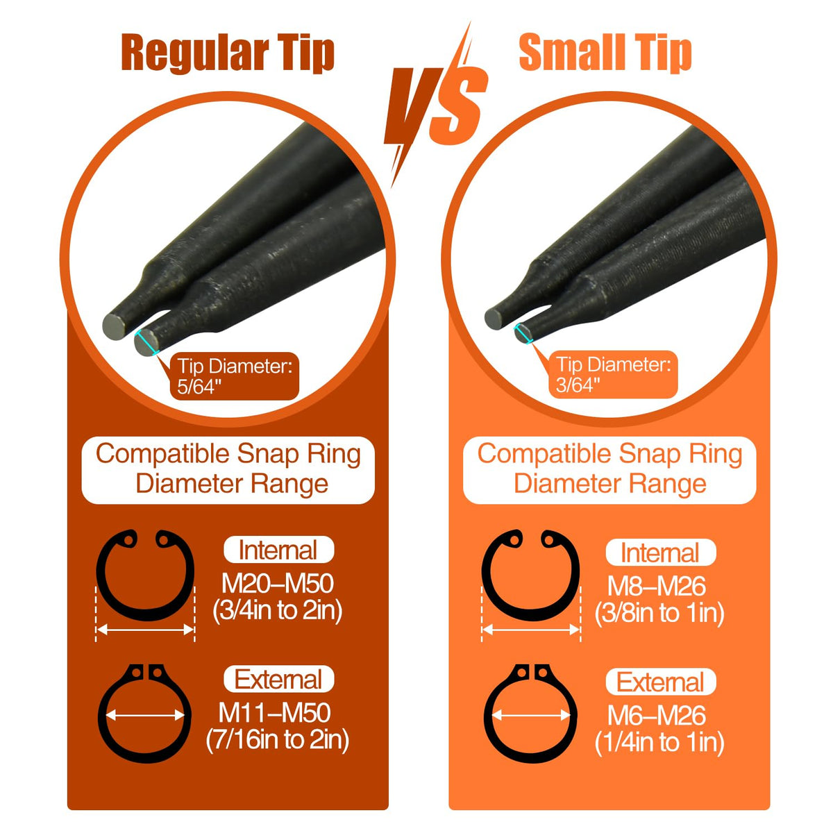 LFSEMINI straight external snap ring pliers for secure external circlips.