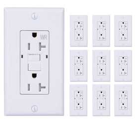 LGL 20A GFCI outlet front view with green and red LED indicators
