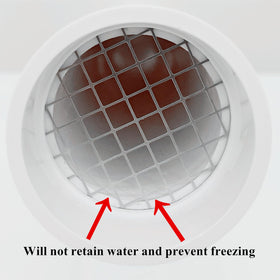 Durable PVC body with stainless screen supports long-lasting performance.