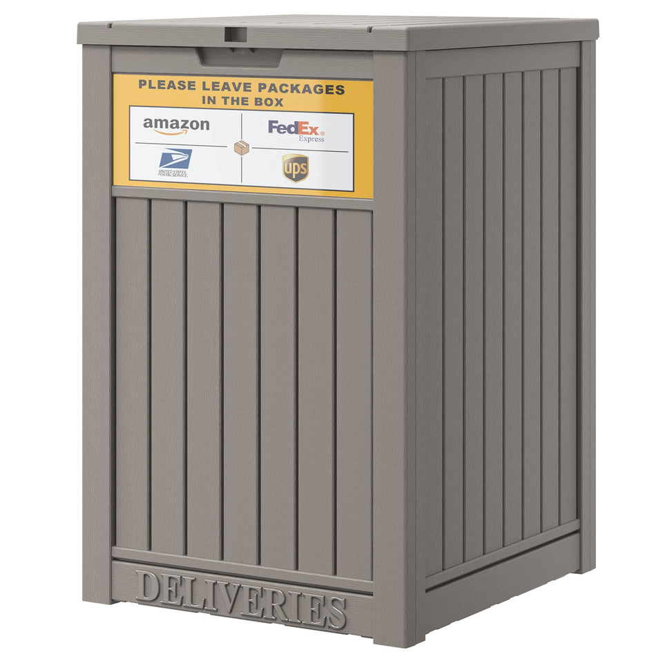 LHBGO Upgrade 48-gallon box front view for secure porch deliveries.