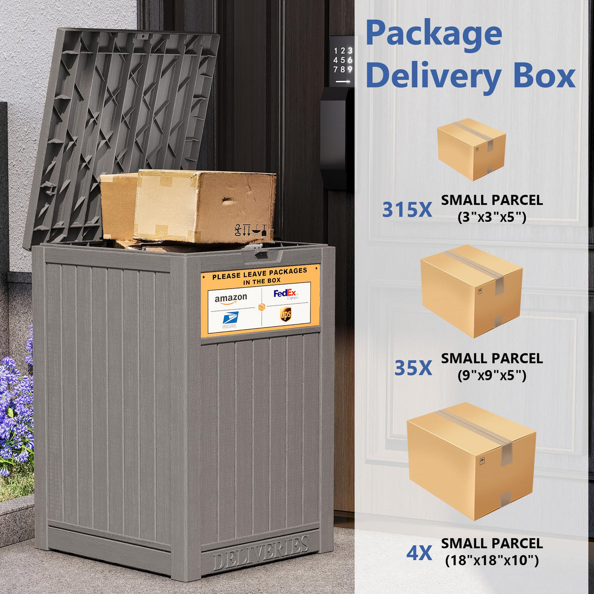 LHBGO Upgrade side panel highlights sturdy outdoor storage option.