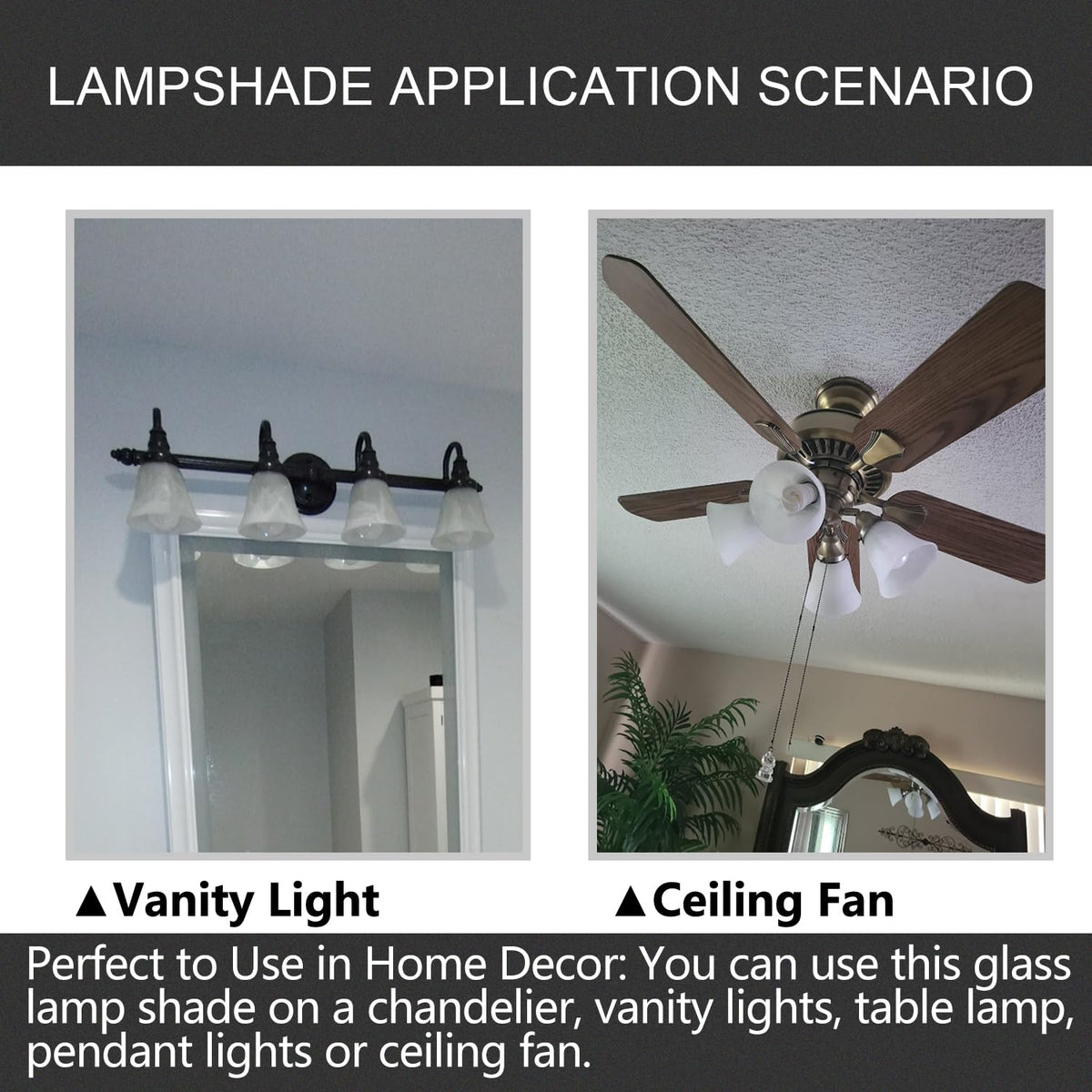 LHLYCLX alabaster 2.17-inch fitter glass shade close-up for easy replacement.