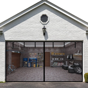 LIAMST garage door screen 8x7 ft with magnetic door for easy entry and ventilation