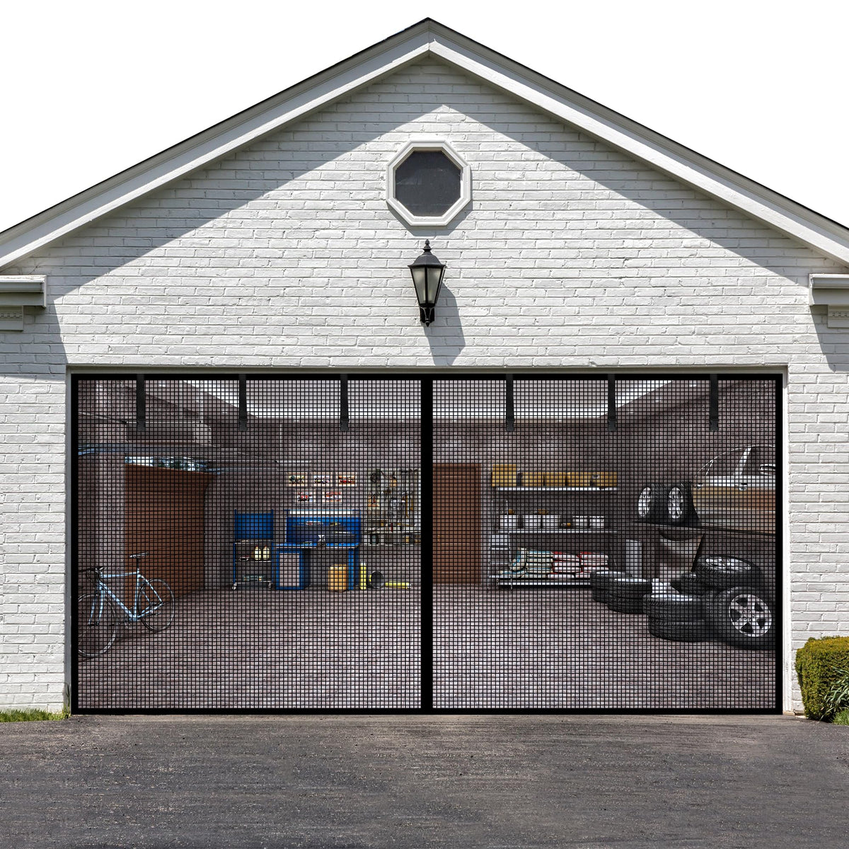 LIAMST 9x8FT garage screen closeup shows airflow-friendly mesh.
