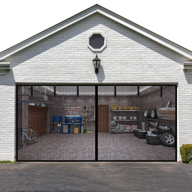 LIAMST 9x8FT garage screen closeup shows airflow-friendly mesh.