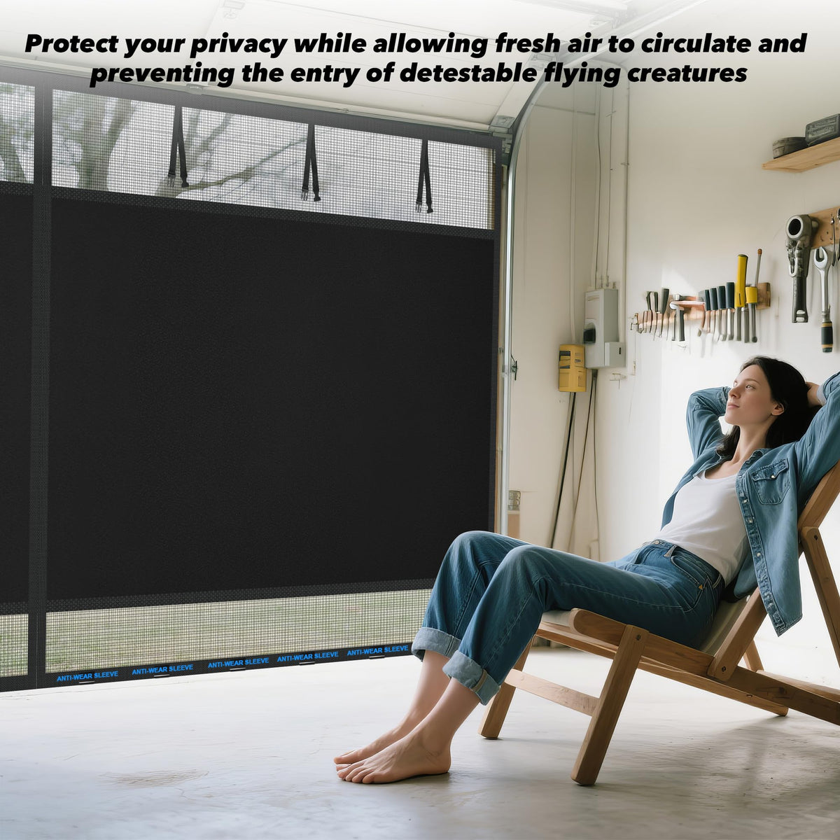 LIAMST Privacy Garage Screen 265g-mesh durability for long-term garage use.