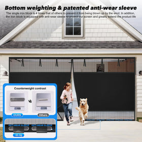 LIAMST Privacy Garage Screen bottom-sleeve reinforcement reduces wear at ground contact.