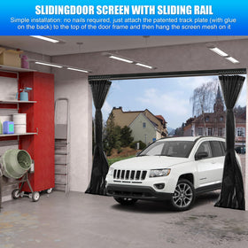 LIAMST sliding garage screen weighted bottom stabilizes in windy conditions
