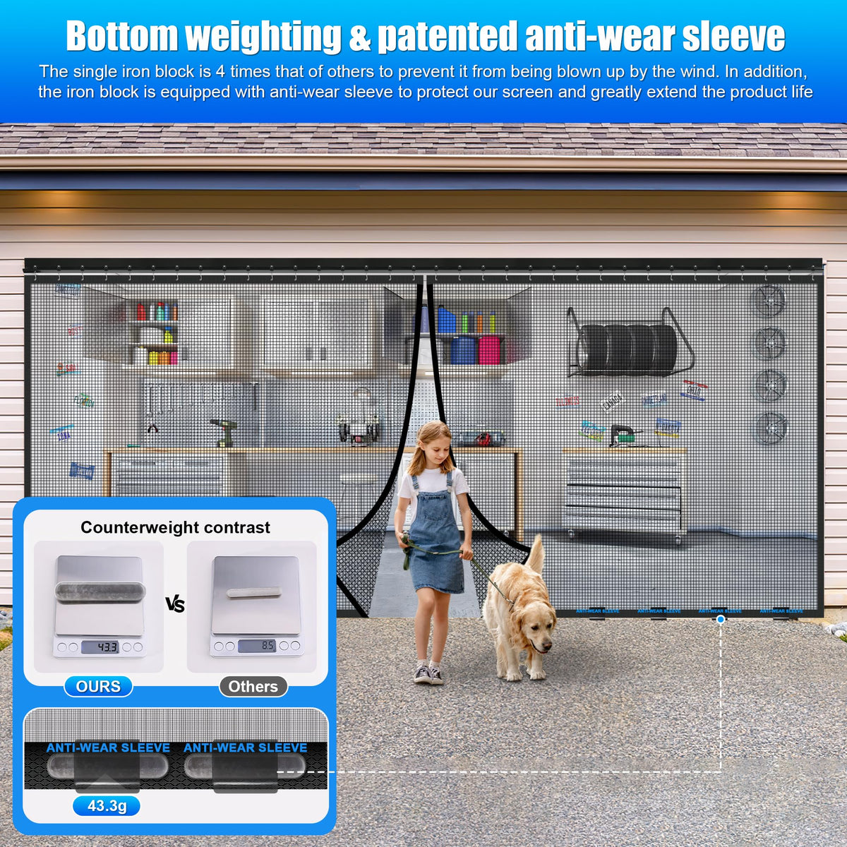 LIAMST sliding garage screen featuring patented technology for reliable performance