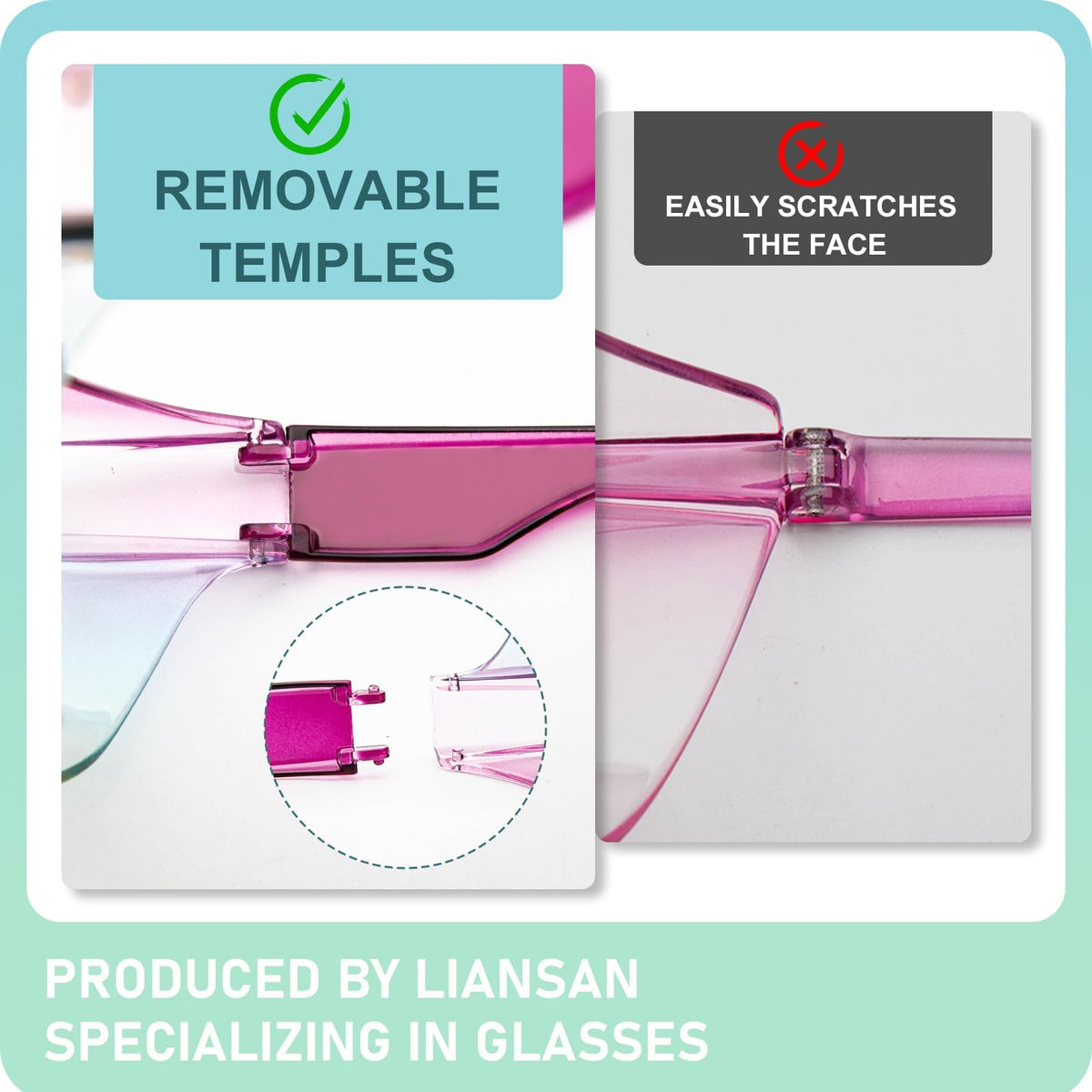 LianSan wraparound TR90 frame provides lightweight, durable protection