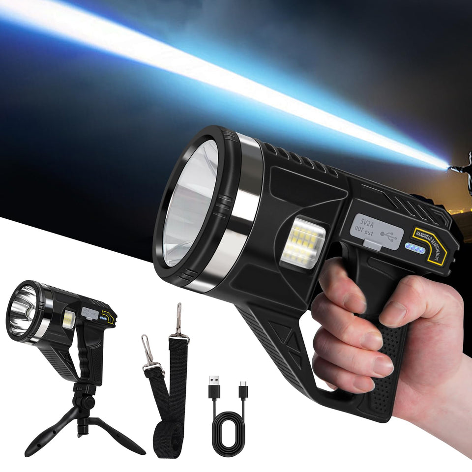 LiangJJ Spotlight 2,000,000 lumens beam for clear night visibility on boats and camps.