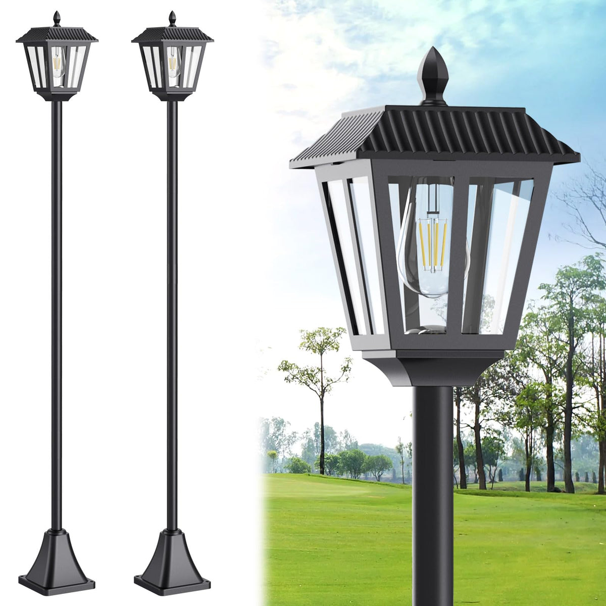 LIANGLOME 68 inch post base ensures secure outdoor mounting with a sleek look.