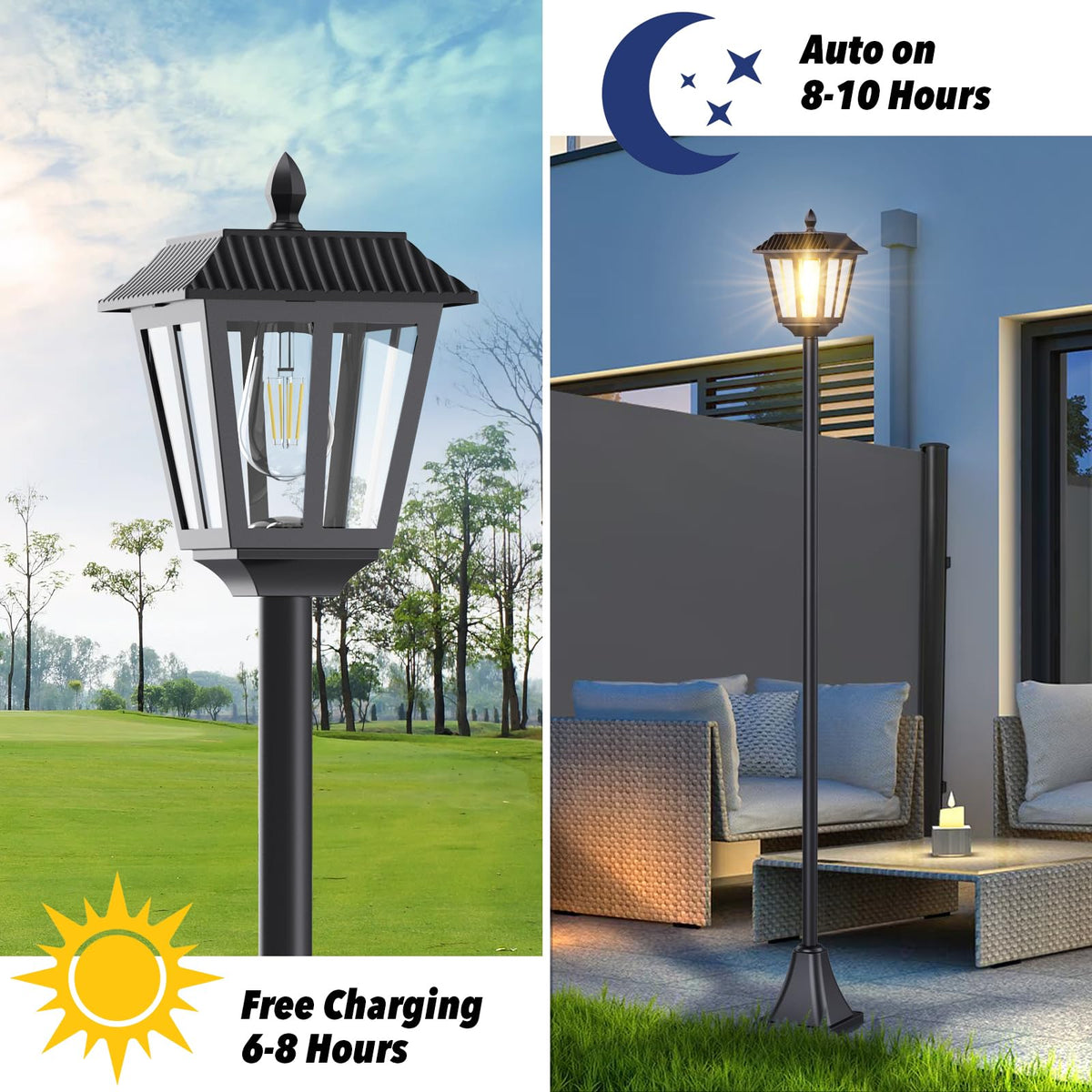 LIANGLOME 68 inch post head delivers wide 360 degree illumination for pathways.