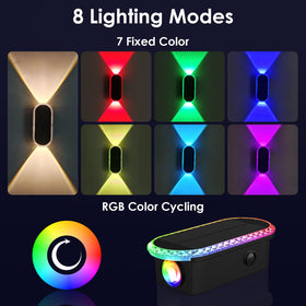 LIANGLOME solar fence lights in RGB mode adding colorful ambience to outdoors.