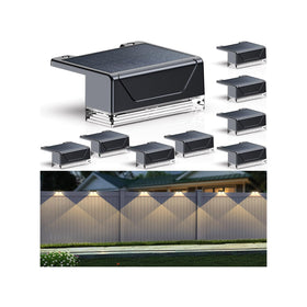 LIANGLOME solar fence light 8-pack brightens outdoor fences with efficient LEDs.