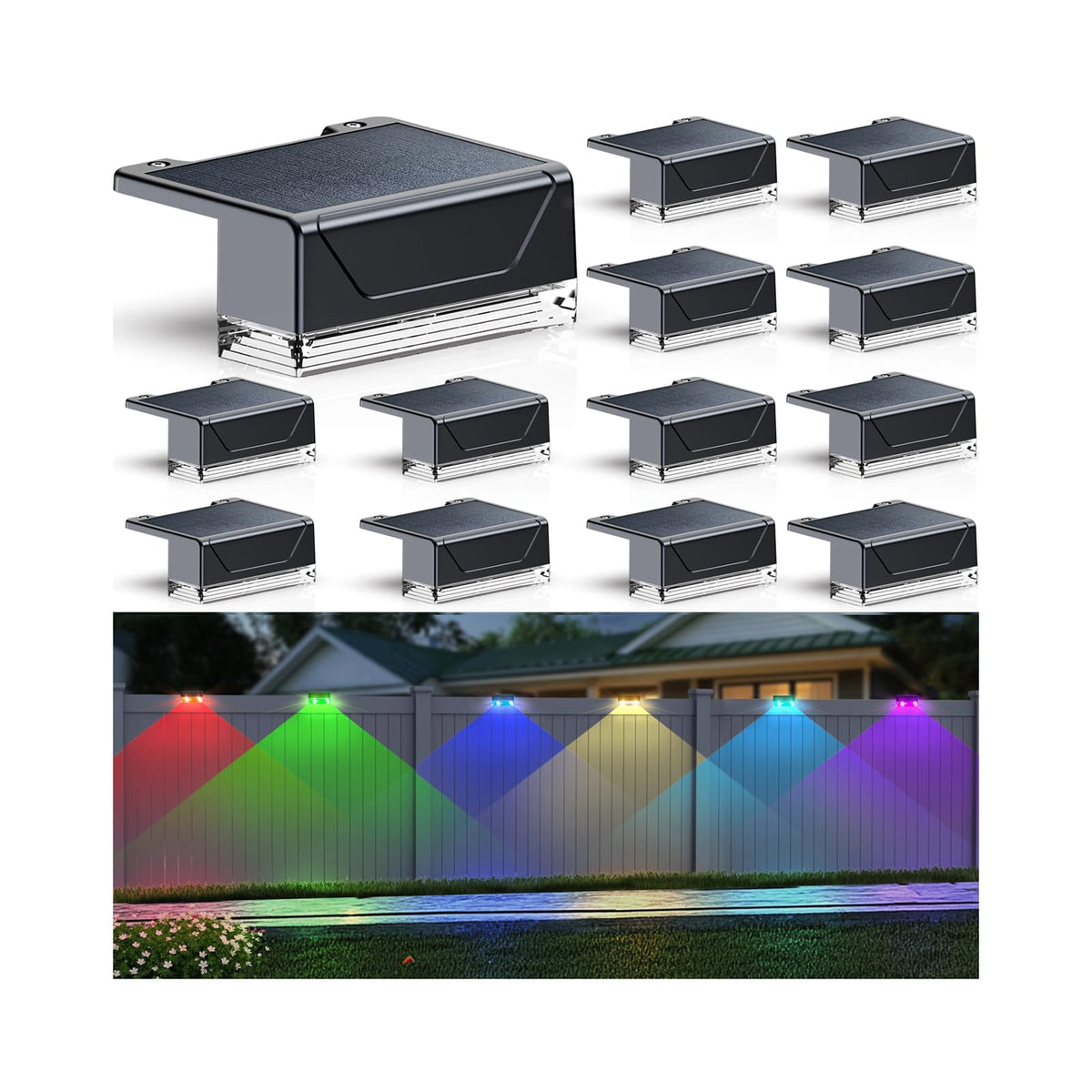 LIANGLOME solar fence light with eight modes for ambient outdoor lighting