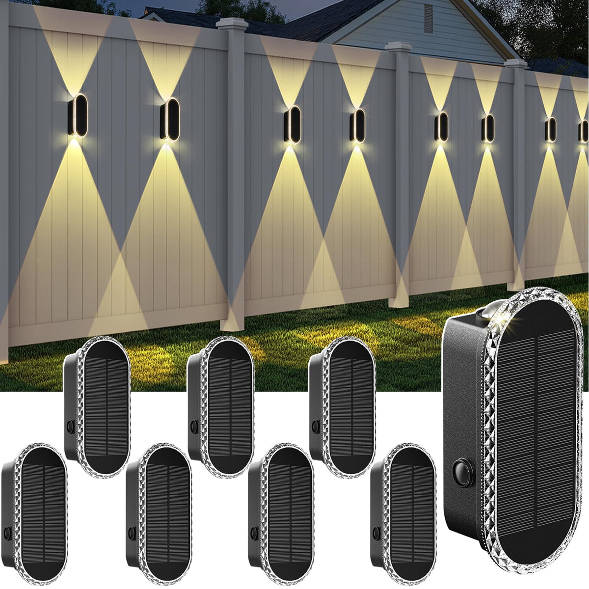 LIANGLOME solar fence light up-down for dual outdoor illumination