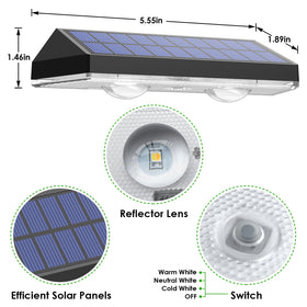 LIANGLOME solar fence lights mounted on wall providing ambient lighting.