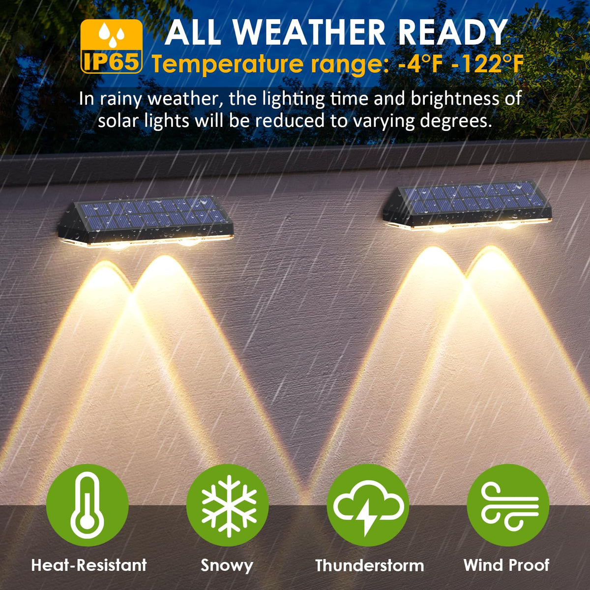 LIANGLOME solar fence lights on fence post brightening the area.