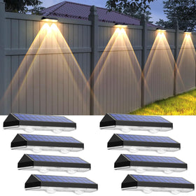 LIANGLOME solar fence lights package box showing easy setup for outdoor spaces.