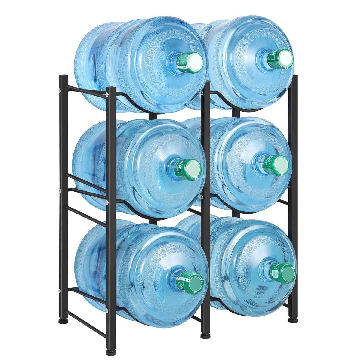 LIANTRAL water bottle holder front view, compact three-tier rack for home kitchens