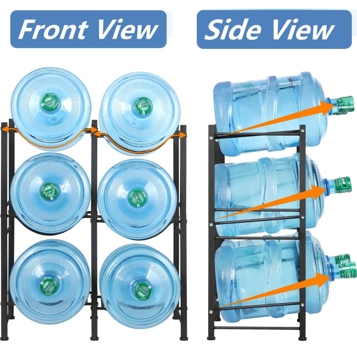 LIANTRAL six-slot rack for water jugs keeps jugs organized