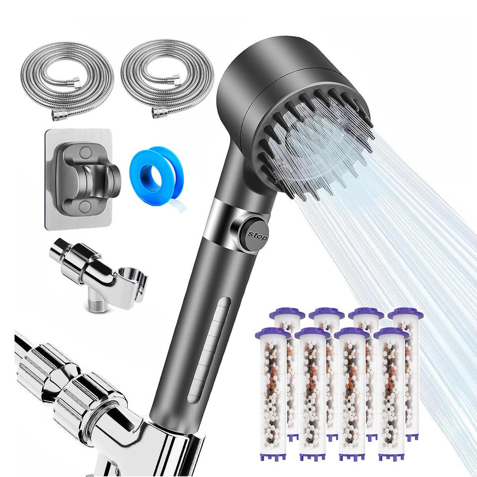 LIAOVEN filtered shower head handheld shows easy maneuverability for a spa-like shower.