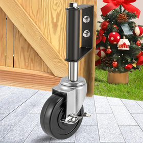 LIBEROLL heavy-duty gate caster with spring-loaded wheel for smooth outdoor gate movement.