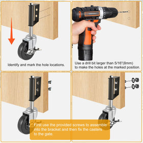 LIBEROLL steel bracket gate caster assembly supports doors up to 250 lbs.
