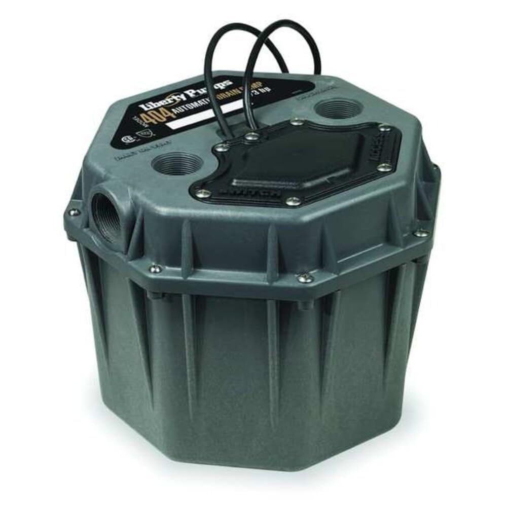 Liberty Pumps 404 short-profile drain pump front view, ideal for compact under-sink installations