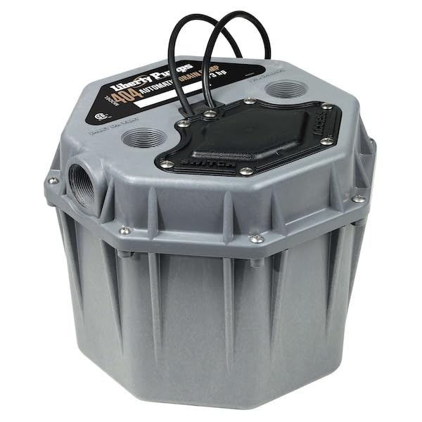 Liberty Pumps 404 short-profile drain pump side view, easy maintenance access