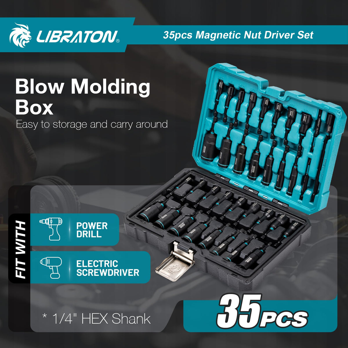 LIBRATON complete 35-piece set supports a wide range of fastening tasks.