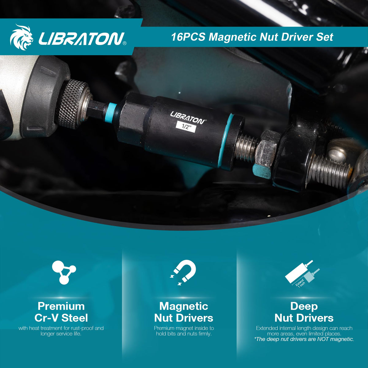 LIBRATON compact toolbox with nut drivers ready for portable use