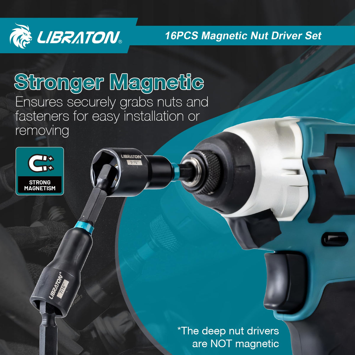 LIBRATON Cr-V steel nut driver with heat-treated construction for durability