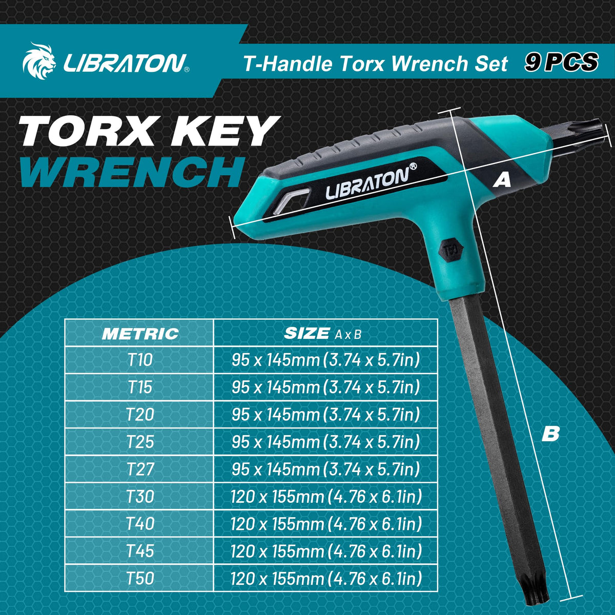 LIBRATON CR-V steel Torx wrenches close-up showing robust construction.
