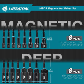 LIBRATON deep nut driver 1/4-3/4 inch closeup highlights rugged drive tips